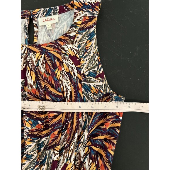 Deletta Corbara Peplum Tank Top Pleated Size Small Anthropologie Feather Print - Picture 11 of 13
